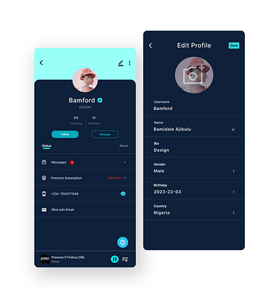 Daily UI Challenge_006/007 A User and A Profile Settings app dailyui dailyuichalenge design graphic design productdesiner ui ux