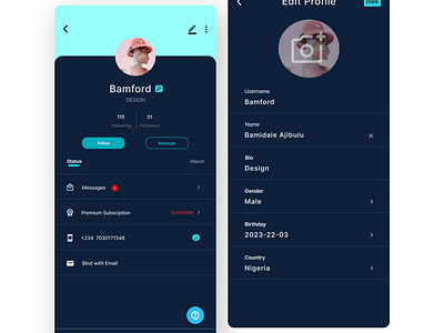 Daily UI Challenge_006/007 A User and A Profile Settings app dailyui dailyuichalenge design graphic design productdesiner ui ux