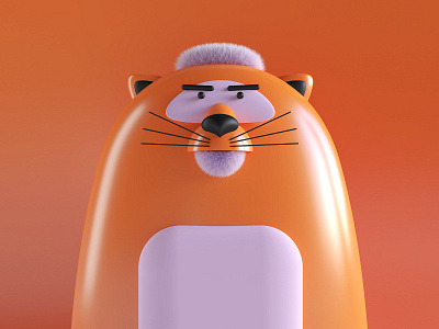 Oranga is a highly flammable cartoon cat 3d animal design flame glossy graphic design illustration orange