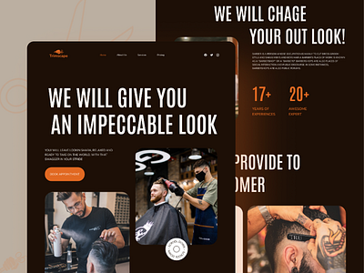 Trimscape - Barbershop Landing Page barbershop barbershop landing page barbershop landing page design barbershop website design landing page ui ui design ui ux web design web development website design