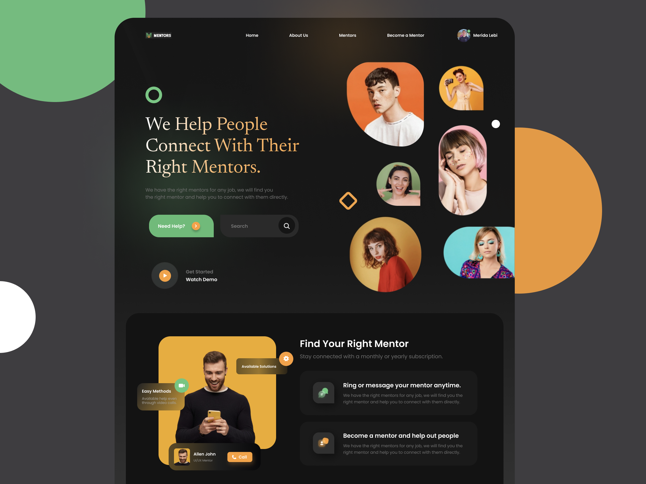 Mentors Landing Page design ui ux web design web interface