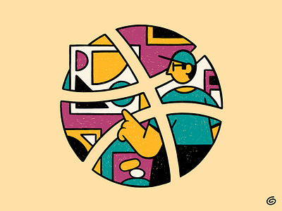 Dribbble artwork blocks character colourful drawing dribbble gallery grid human icon illustration interior logodoodle minimal monoline person point segments shapes simple
