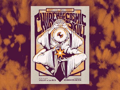 Church of the Cosmic Skull Gig Poster concert folk rock gig poster illustration occult psychedlic screenprint stoner rock