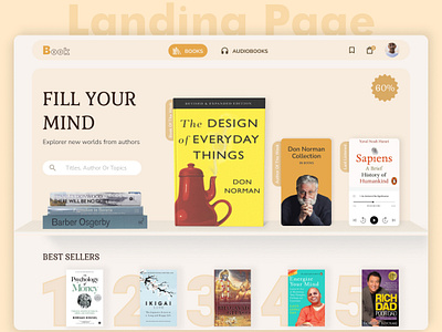 Landing Page For Book Selling Website 100dayuichallenge audiobook book bookselling dailyui heropage uxui webdesign website