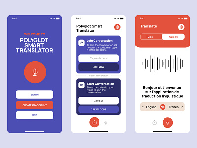 Language Translation App UI: iOS app design ui ux