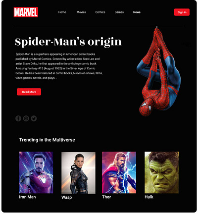 Landing page UI design (Daily UI day-03) 003 dailyui design marvel ui userinterface