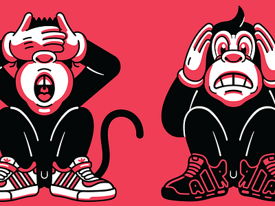 Monito Calladito animal illustration monkey red shoes vector