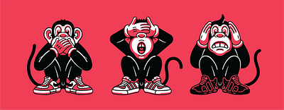 Monito Calladito animal illustration monkey red shoes vector