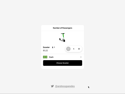 Uber - Passenger's stepper micro-interaction animation app component counter design microinteraction steppers transportation uber ui ux vehicles