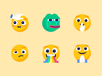 Cute special emoji avatar crying emoji flat frog game gaming graphic design hand pepe pet pray puke smile smiley
