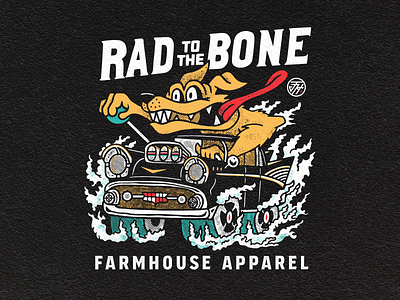 Rad to the Bone 1957 bone chevrolet chevy classic classic car dog drag racing hot rod illustration lettering racing rad rat fink tshirt