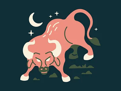 Grab the Bull by the Horns bull character cowboy flat illustration minimal southwest vector