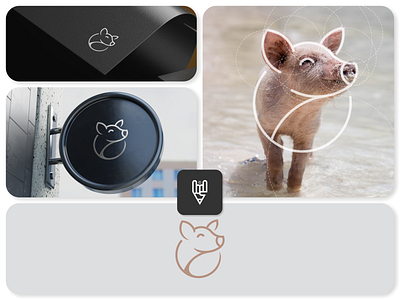 Pig Logo Design app branding design flat golden ratio graphic design grid logo icon illustration line art logo pig ui vector