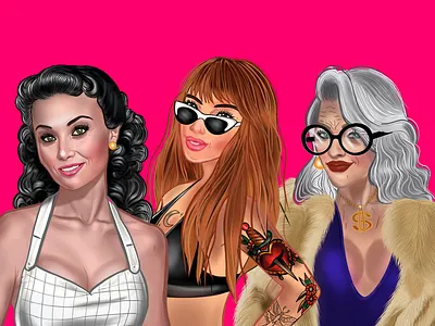 CHARACTER ILLUSTRATION art artist character character illustration colorful design digital art fashion design girl human illustration illustration art label design old school procreate retro tattoos vintage women