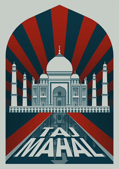 "TAJ MAHAL" ART DECO POSTER art deco art deco poster graphic design illustration poster quyh.c