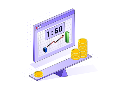 Easy Leverage - Custom Illustration browser coins crypto easy finance fintech gradient headging illustration isometric leverage money product scale stock token ui vector web illustration web3