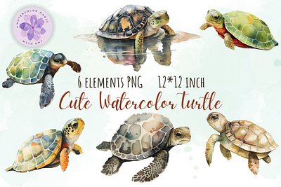 Cute Watercolor Turtle beach sea sea animal sealifa summer turtle turtle clipart turtle png turtles underwater watercolor clipart watercolor png watercolor sea animal watercolor turtle watercolor turtle drawing watercolor turtle drawing bundle winter