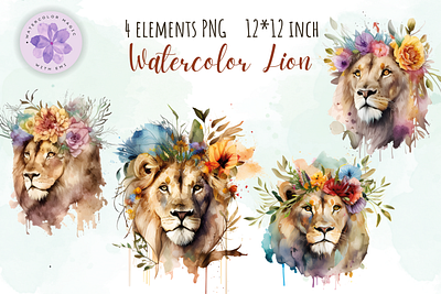 Watercolor Lion Bundle animal cute watercolor lion lion lion art lion face lion painting lion watercolor lion watercolor art lion watercolor painting lion with flower safari watercolor watercolor lion watercolor lion head watercolor painting watercolour wildlife