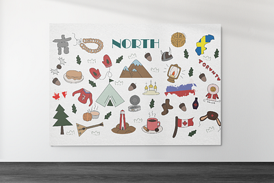 North Illustration ai art canada club countries design finland graphic design illustration north russia scandinavian symbols travel vector
