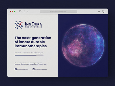 InnDura Landing Page branding cancer doctor durability genetic engineering genetics grphic design innate laboratory landing page logo medicine nk cells pharmacy research therapeutics ui ui design visual identity website