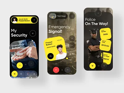 Guard-Security App (Emergency Button Scenario) android app assi assimetric blur concept development future glass home ios minimalism mobile police security smart ui ux