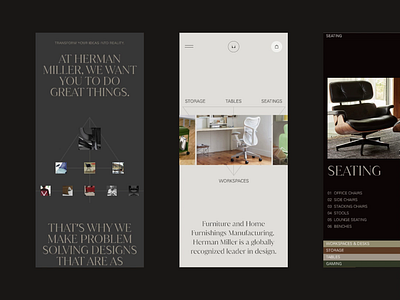 Herman Miller Website - Mobile version UI Animation after effects animation art direction fashion furniture herman miller interaction animation interaction design interface landing page mobile mobile version ui ui animation ui design ui trends uiux uiux designer ux website
