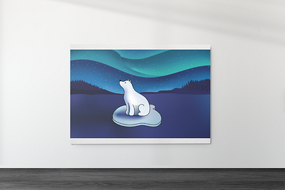 Polar bear illustration art bear design environment global graphic design illustration nature night north picture polar poster shine sky vector warming