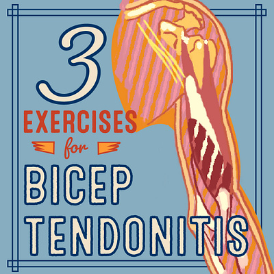 "3 Exercises for Bicep Tendonitis" Instagram Carousel - Airrosti anatomy design graphic design healthcare illustration instagram social media