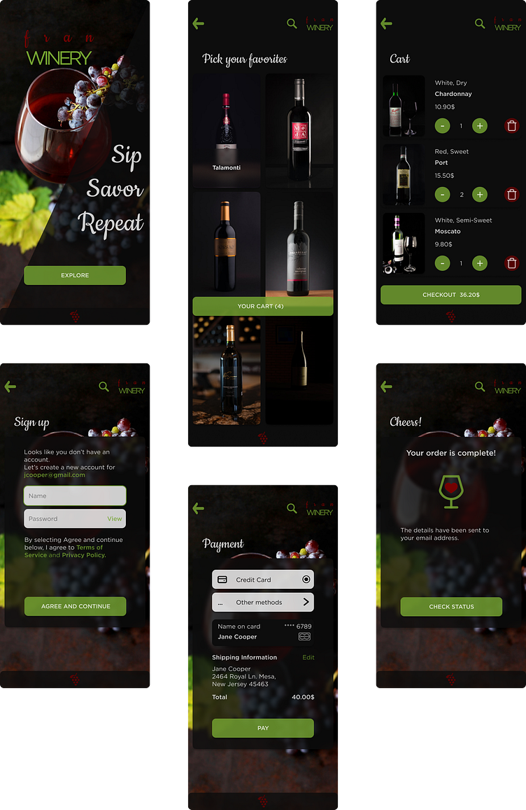 Wine Shop App by Alicja Kwiecińska on Dribbble