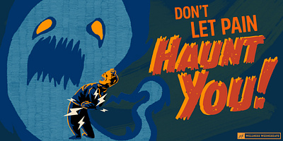 "Don't Let Pain Haunt You!" - Airrosti Holiday Graphic blog design graphic design halloween healthcare illustration retro
