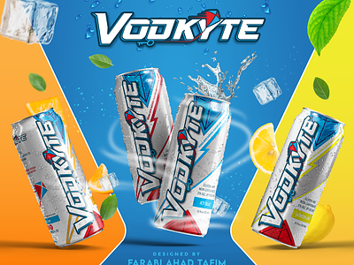 Premium Vodka Label Design- Vodkyte beverage branding design beverage packaging can label design fruite punch ice blue label design lemon lime juice orage juice packaging design premium vodka soda can soda label vodka vodka label vodkyte