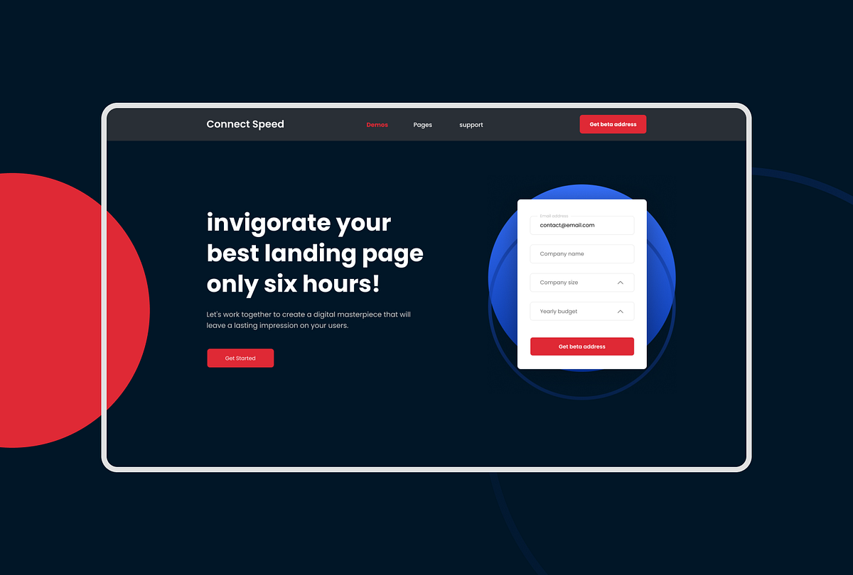 Connect Speed Landing Page UI by Fayzur Rahman on Dribbble