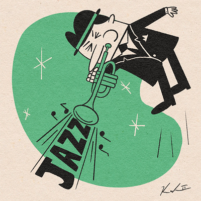 The Power of Jazz atomic cartoon cartoon art cartoonist character art character design comic illustration jazz mid century mid century modern music procreate retro vintage