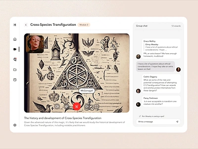 🧙‍♀️ Hogwarts Online School - Concept animation app appdesign chat conference design education hogwarts interface magic meeting online online education online school schedule school simple ui ux