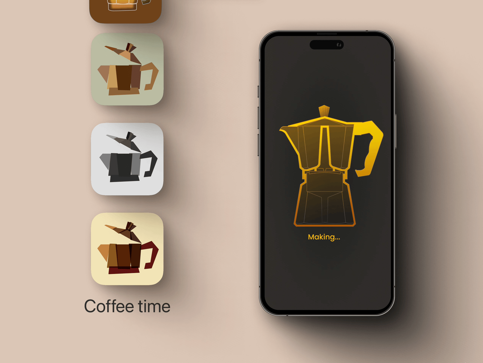 Coffee Time app (icon and some motion) animation app best coffee design digital figma icon loader moka motion pot product top ui ux