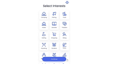 Journey Planner - Select Interests design mobile ui ux