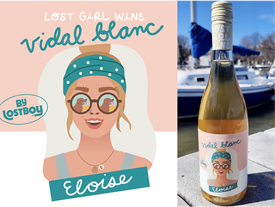 Eloise: Lost Girl Wine Bottle Design and Branding beach boho bottle branding dog face girl illustration label lettering nature outdoors packaging portrait wine woman