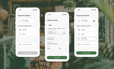 Payment - Nouz Cafe | UX/UI Design app behance coffee coffee delivery colors delivery design digital product figma food food delivery mobile mobile app payment payment method product design ui user experience user interface ux