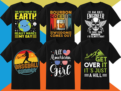 T-Shirt Designs Bundle allamerican bourbon bundle design earth engineer graphic design illustration logo merchbyamazon mountain pod retro tshirt typography vector vintage