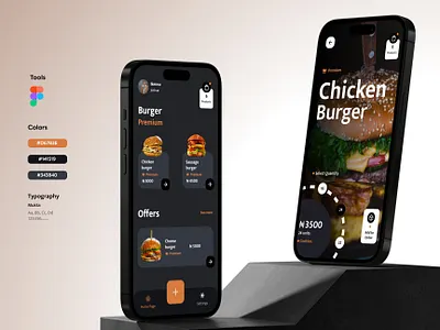 Food Ordering Application beautiful best branding burger dark theme design designer dribble food god illustration inspiration ui ui design visual design