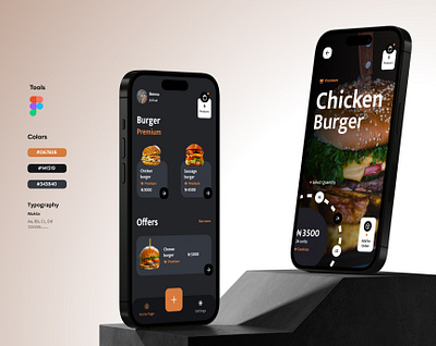 Food Ordering Application beautiful best branding burger dark theme design designer dribble food god illustration inspiration ui ui design visual design