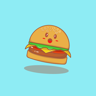 kawaii burger cartoon illustration branding character cute cute character cute vegetable design graphic design illustration logo ui