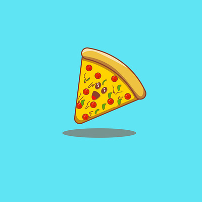 kawaii slice pizza cartoon character branding character cute cute character cute vegetable design graphic design illustration logo ui