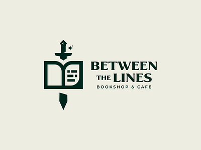 Between the Lines book books design fantasy graphic design library logo logos magic magical minimal minimalist sword
