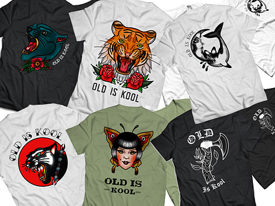 Old is Kool art artist ax branding design digital art illustration illustration art moon old school old school tattooo panter procreate t shirt t shirt old school tattoo tee tiger tradicional vintage