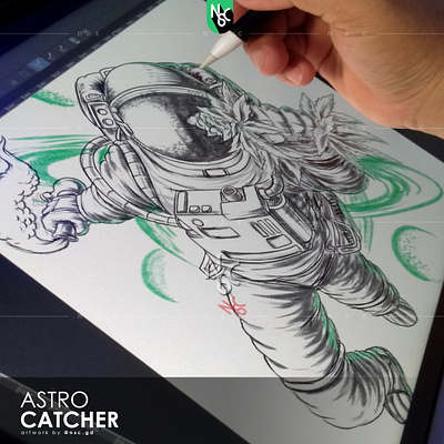 Astro Catcher [sketching process] apparel astroart astronaut clones clothing clothingbrand commission commissionopen galaxy halloween marijuana mars moon nft nftartist nftcreator smoke space spacex weed