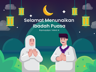 Happy Fasting Day characters color fasting flat flat illustration gradient greetings illustration islamic muslim ramadan ramadan month vector