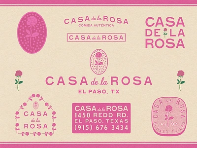 Casa de la Rosa brand design brand identity branding design graphic design handlettering illustration illustrator lettering logo logo design logos logotype mexican restaurant pink restaurant retro type typography vintage