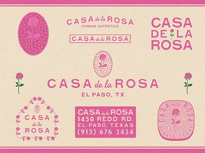 Casa de la Rosa brand design brand identity branding design graphic design handlettering illustration illustrator lettering logo logo design logos logotype mexican restaurant pink restaurant retro type typography vintage