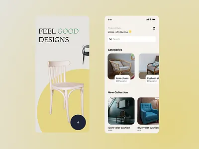 Furniture App beautiful branding design dribbble dribbbleinspiration furniture inspiration logo ui yellow